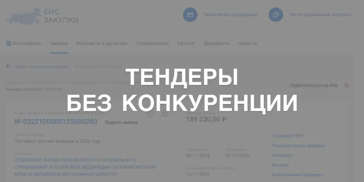 Экран сайта с надписью «ТЕНДЕРЫ БЕЗ КОНКУРЕНЦИИ» о работе с госзакупками Экран сайта с надписью «ТЕНДЕРЫ БЕЗ КОНКУРЕНЦИИ» о работе с госзакупками